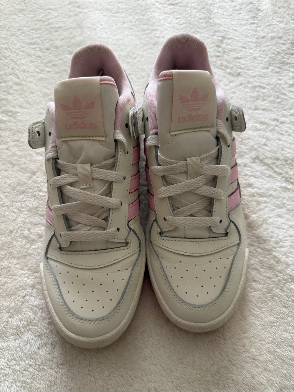 adidas Cream and Pink Low-Top Sneakers